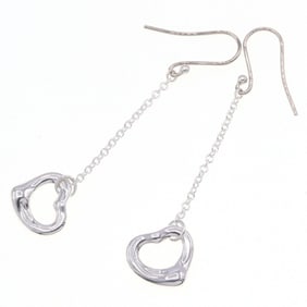 Tiffany & Co. Elsa Peretti Heart Earrings, SV, Sterling Silver 925, Hooks, Women's, TIFFANY CO.
