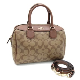 Coach handbag Signature Mini Bennett F32203 Brown Beige PVC Leather Boston Women's COACH