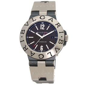 BVLGARI TI44TA Diagono Titanium Carbon Dial Watch Rubber Men's