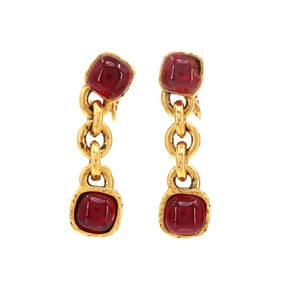 CHANEL Gripoa Swing Earrings Gold 2210 Rhinestone
