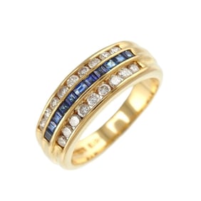 Burberry Ring Diamond 0.40ct Sapphire 0.39ct K18 YG Yellow Gold 750