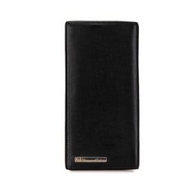 Cartier Plate Santos Do Long Wallet Black Leather Women's CARTIER