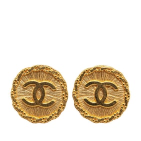 Chanel Coco Mark Earrings Gold Plated Women's CHANEL