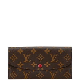 Louis Vuitton Monogram Portefeuille Emily Long Wallet M60697 Brown Fuchsia Red PVC Leather Women's