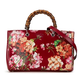 Gucci Bamboo Shopper Medium Blooms Handbag Shoulder Bag 323660 Red Multicolor Leather Women's GUCCI