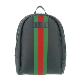 GUCCI Gucci Backpack Sherry Line 630918 Black Canvas Leather Men's Women's Web Stripe