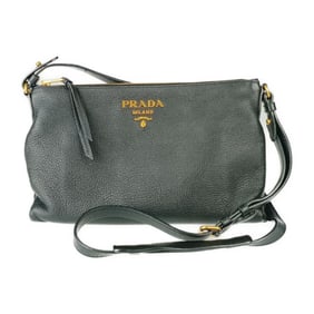 PRADA Prada Shoulder Bag Crossbody 1BH050 Black VIT.DAINO Leather Women's with Replacement Strap