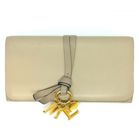 Chloé Chloe Alphabet Wallet Long Leather Shiny Grey