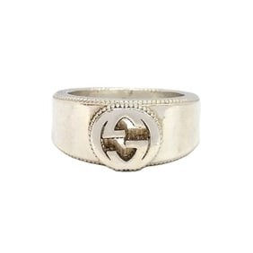 Gucci Interlocking G Ring, Size 8, 479228, SV925, Silver, Deformed