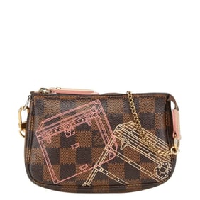 Louis Vuitton Damier Mini Pochette Accessory Pouch N41433 Brown PVC Leather Women's LOUIS VUITTON