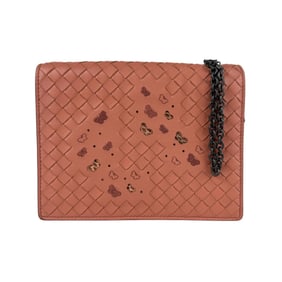 BOTTEGA VENETA Chain Wallet Intrecciato Leather Coral Women's z4875