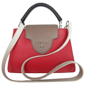 Louis Vuitton LOUIS VUITTON Handbag Shoulder Bag Capucines BB Leather Red Multicolor Silver Women's