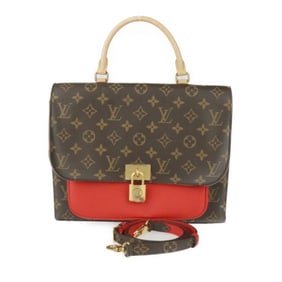 LOUIS VUITTON Louis Vuitton Marignan Handbag M44286 Monogram Canvas Leather Brown Coquelicot