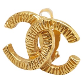 Chanel Coco Mark Earrings, One Piece, Gold Plated, Women's, CHANEL