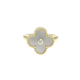 Van Cleef & Arpels Vintage Alhambra Ring Yellow Gold (18K) Fashion Diamond,Mother Of Pearl Band Ring