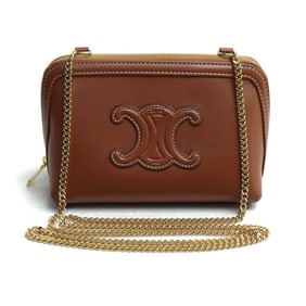 CELINE Clutch Cuir Triomphe Pouch Brown 10E383DR8.04LU Women's