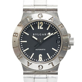 BVLGARI Diagono Sports Watch LCV29S Automatic Black Dial Stainless Steel Women's