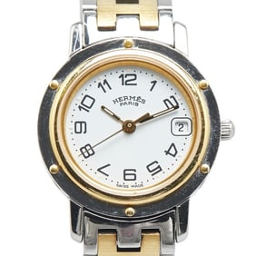 Hermes Clipper Watch CL4.220 Quartz White Dial Stainless Steel Plated Women's HERMES