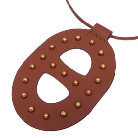 Hermes U-stamped Chaine d'Ancre Walouté GM Women's Necklace Leather Brown