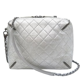 Chanel Gabriel Chain Women's Shoulder Bag Leather Silver