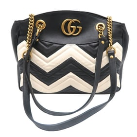 Gucci GG Marmont Chain Tote Women's Shoulder Bag 443501 Leather Zebra