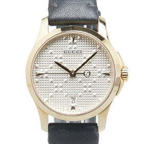 Gucci G Timeless Watch 126.5 Quartz Silver Dial Stainless Steel Leather Women's GUCCI