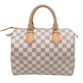 Louis Vuitton Speedy 25 Women's Boston Bag N41371 Damier Azur White