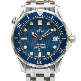 OMEGA Seamaster Watch 2561.80 Quartz Navy Dial Stainless Steel Ladies