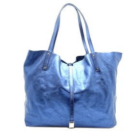 Tiffany reversible women's tote bag in leather and metallic blue