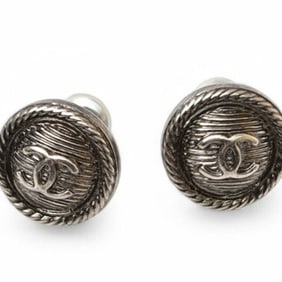 Chanel Earrings CHANEL CC Coco Mark Circle Motif Silver B18