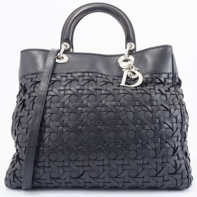 Christian Dior Diorissimo Handbag Leather Black Women's