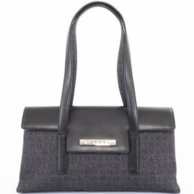 BVLGARI Mania Shoulder Flap Bag Canvas Leather Black Women's
