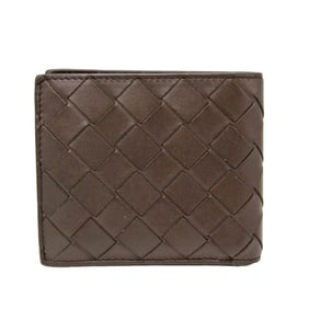 Bottega Veneta Intrecciato 605722 Women's Leather Wallet (tri-fold) Dark Brown