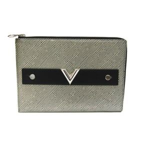 Louis Vuitton Epi Pochette Plat Epi Platine M62092 Women's Clutch Bag Metallic Silver,Noir
