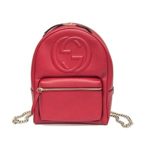 Gucci Soho Interlocking G 536192 Women's Leather Backpack Red Color