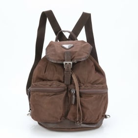 Prada Tessuto Nylon Triangle Leather Backpack Shoulder Bag for Women