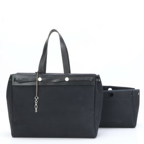 Hermes ?E engraved Airbag Cabas leather shoulder bag black men's