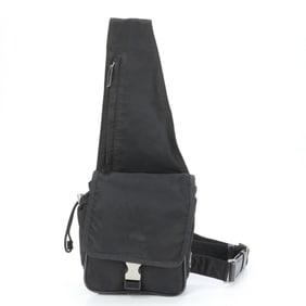 Prada Tessuto Nylon Leather Body Bag Waist Pouch Shoulder Tote Black Men's