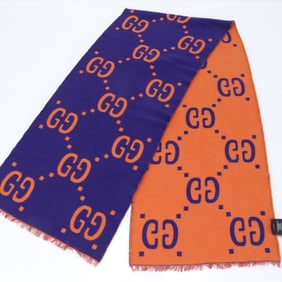 Gucci GG Jacquard Scarf Silk Stole Shawl for Women