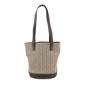 CELINE C Macadam Canvas Leather Brown Gold Hardware Logos Bag