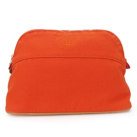 Hermes Bolide Pouch Cotton Canvas Leather Orange Women's HERMES