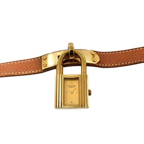 Hermes Kelly Watch Ladies Gold Brown Quartz Padlock