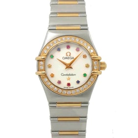 OMEGA Constellation Iris Two-tone 1360 79 Diamond Bezel Ladies Watch White Shell K18PG Quartz