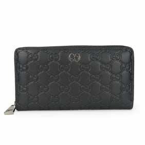 Gucci Long Wallet 473928 Guccissima Black Round Embossed GG Women's Men's GUCCI
