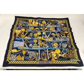 Hermes Carre Geant 140 LES TROPHEES Trophy Cashmere Silk Scarf Muffler Women's