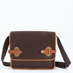 Hermes Buenaventura PM Leather Toile Officier Shoulder Bag for Men