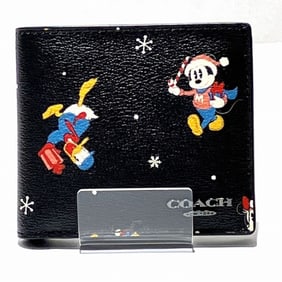 Coach CM236 QB M2 Disney x Holiday Print Bi-fold Wallet for Men and Women