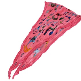 HERMES Hermes Scarf/Muffler Pleated Carré Tell Me a Story About Horses 100% Silk Pink