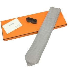 HERMES Hermes tie H grey silver 100% silk