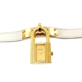 Hermes Kelly Watch Ladies Gold White Quartz Padlock